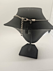 Chico’s Vintage Art Deco Fan Charm Necklace Mesh Chain Black Gold Enamel Signed
