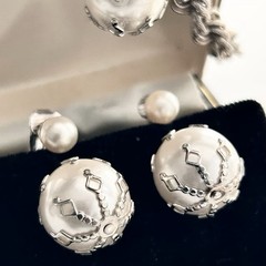 Vintage Celebrity Bracelet Earring Set Faux Pearls Wedding Baubles Dangling