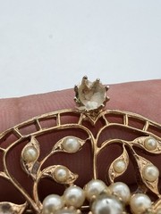Vintage Accessocraft NYC Gold Silver Tone Faux Pearl Cluster Brooch Pendant