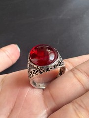 925 Sterling Silver Ring Ruby Ring Vintage Handcrafted Ring Size 9.75 US