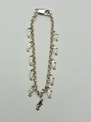 Vintage Italian Fine Sterling Silver Darling Seahorse Charm Chain Bracelet