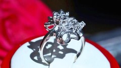 14k white gold ring 0.12ct natural diamond size 4.75 flower vintage 3.35gr N3444