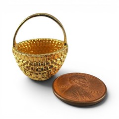 GOLD VERMEIL Appalachian Egg Basket STERLING SILVER Necklace Pendant NEW Vintage