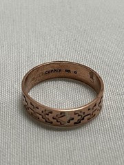 Vintage WM Wheeler Solid Copper Signed Aztec Print Fashion Band Ring 11.5