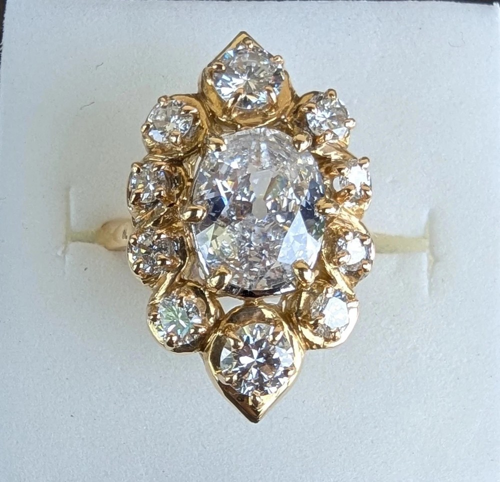 Art Deco Style Lab Created Diamond 14K Yellow Gold FN Anniversary Gift Ring