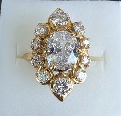 Art Deco Style Lab Created Diamond 14K Yellow Gold FN Anniversary Gift Ring