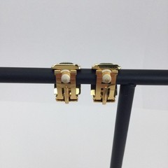 Hermes Vintage Cloisonne’ Luxury Enamel Gold Tone Clip on Earrings
