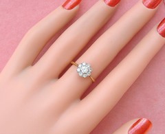 ANTIQUE VICTORIAN .49ctw TRANSITIONAL DIAMOND 18K PETITE CLUSTER RING c1900