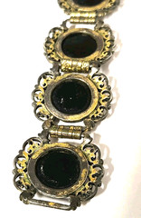 Vintage Judy Lee Iridescent Enamel Gold Tone Book Link Panel Bracelet 7 Inches