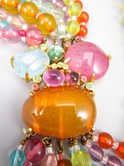 COLORFUL MIMI D N BRANIA BAKELITE & PLASTIC BEAD STATEMENT NECKLACE