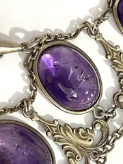 ANTIQUE VICTORIAN STERLING SILVER GILT LARGE AMETHYSTS NECKLACE CHOCKER