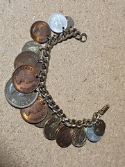 VTG 1950’S 60’S Coins of the World Charm Bracelet S. Africa Mexico