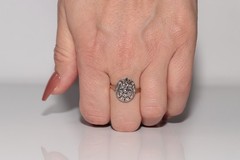 Antique Circa 1920s 18k Gold Art Deco Natural Rose Cut Diamond Decorated Ring