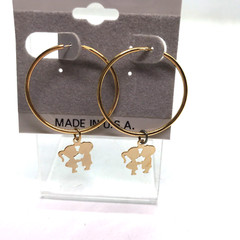 Kissing Kids Vintage Dangle Hoop Pierced Earrings 70s love retro USA