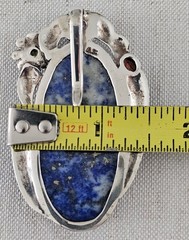 Vtg Sterling Silver 925 Large 2.5″ Ornate Lapis Lazuli Pendant Clip Signed 30g