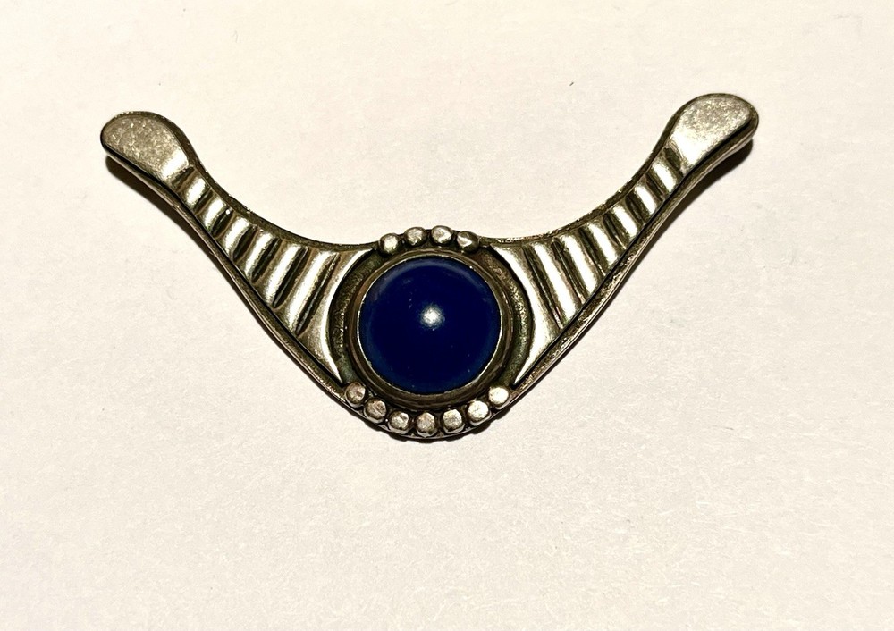 VTG Sterling Silver 950 Lapis Lazuli Stone Pendant Art Nouveau / Art Deco Signed