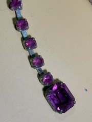 Rare, Vintage Weiss Magenta Rhinestone Necklace Bracelet-Costume Jewelry-AS IS