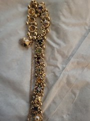 14K Yellow Gold Vintage Slide Charm Bracelet, 7.25″ Multi-Stone, 20 Charms