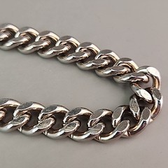 Vintage Coro Cuban Necklace Heavy Silver Tone Chunky SHORT 15″