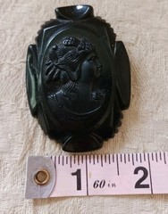 1930s Brooch Pin Cameo Victorian Revival Mourning Jewelry Celluloid Bakelite?