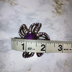 Vintage Floral Brooch Purple Gold Boho Flower Pendant Pin Art Deco Jewelry