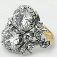 Vintage Art Deco Style Round Cut Lab Created Diamond Engagement 14K Gold FN Ring