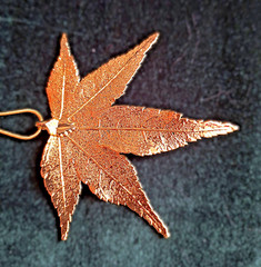 Vintage Japanese Maple Leaf dipped in 24K Gold Pendant on a 18KGP Snake Chain