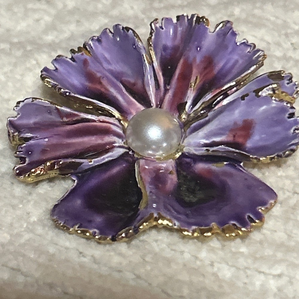 Vintage VANS AUTHENTICS Brooch Pin Pendant Purple Flower #3721 RARE