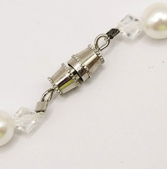 Artisan Made Faux Pearl Crystal Ornate Metal Bead Vintage Necklace 16 Inch