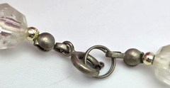 Vintage Lucite Bead Necklace Clear Milk Faceted 25 Inch Spring Ring Clasp