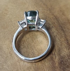 14k White Gold Engagement Ring 4.23ct.Natural Sky Blue Tourmaline Cushion Shape