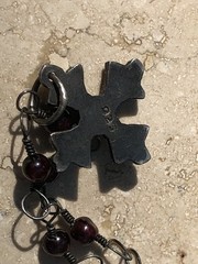🏰 VINTAGE Garnet 925 STERLING SILVER CROSS Pattée Necklace MEDIEVAL GOTHIC 11g