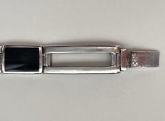 Vintage Black Onyx Link Bracelet in Sterling Silver 925 SU Thailand 22g 7”