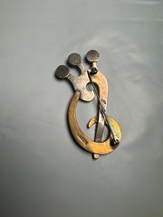TA-142 SIGNED LATON MEXICO STERLING SILVER MODERNIST SWIRL BROOCH W/TRIPLE SPRAY