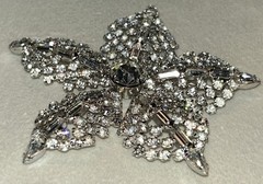 Vintage Hollywood Regency Rhinestone Star Brooch Atomic Baguette Pin 3” 50s 24g