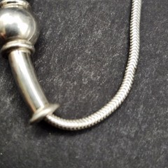 Cape Cod Style Necklace .925 Sterling Tube & Ball On A 18in Snake Chain Vintage