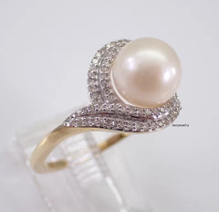 2Ct Round Cut Lab-Created Pearl Double Halo Engagement Ring 14K Yellow Gold Over