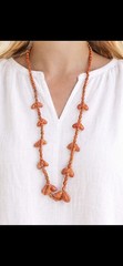 Vintage 32″ Genuine Dyed Cowrie Shell Necklace Boho Beach Coastal No Clasp