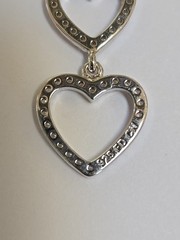 Sterling Silver ~ Triple Heart Pendant ~ Clear CZ Graduated Drop ~ VINTAGE