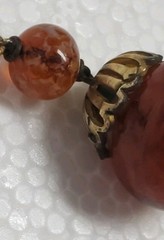 1920s ART DECO ~ LOUIS ROUSSELET Glass & Plaited Leather PENDANT Y NECKLACE