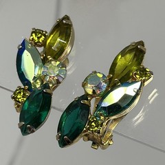 Vintage Juliana Demi Parure Brooch Earrings Leaf Layered Navette Set