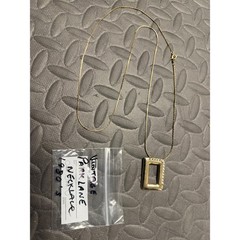 Park Lane Necklace Gold Tone Vintage Rhinestone Rectangle Pendant Signed 80s