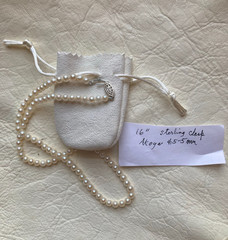 Dainty 16″ Akoya Pearl Choker Necklace, 4.5-5mm, Sterling Clasp