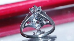 14k white gold sz 4 ring 0.94ct treated Ceylon sapphire diamond 4.0gr C-51