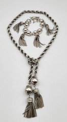 Vtg Barclay Tassel Rope Chain Lariat Style Necklace Bracelet Jewelry Set READ