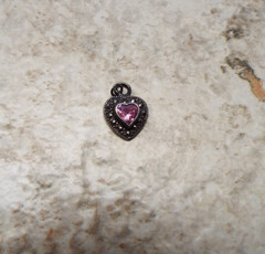 SU 925 Sterling Silver Pink Cz & Marcasite Charm
