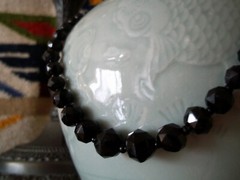 vintage necklace rare mourning jewelry ladies faux jet black victorian style