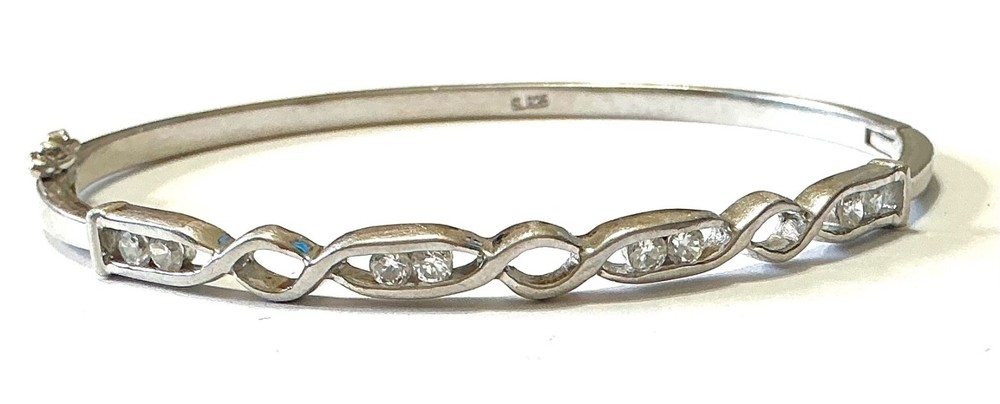 VINTAGE 925 STERLING SILVER & RHINESTONE BRACELET SIGNED SL 10.41 GRAMS 6-42