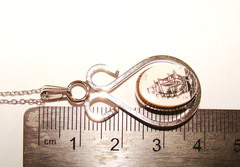 VTG Verna Sterling Silver Etched Tall Ship Pendant & 18″ Necklace Bonus Earrings
