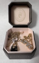 Vintage Juicy Couture 3 Charm Necklace Purse Ring Glasses & LOVE Bracelet in BOX